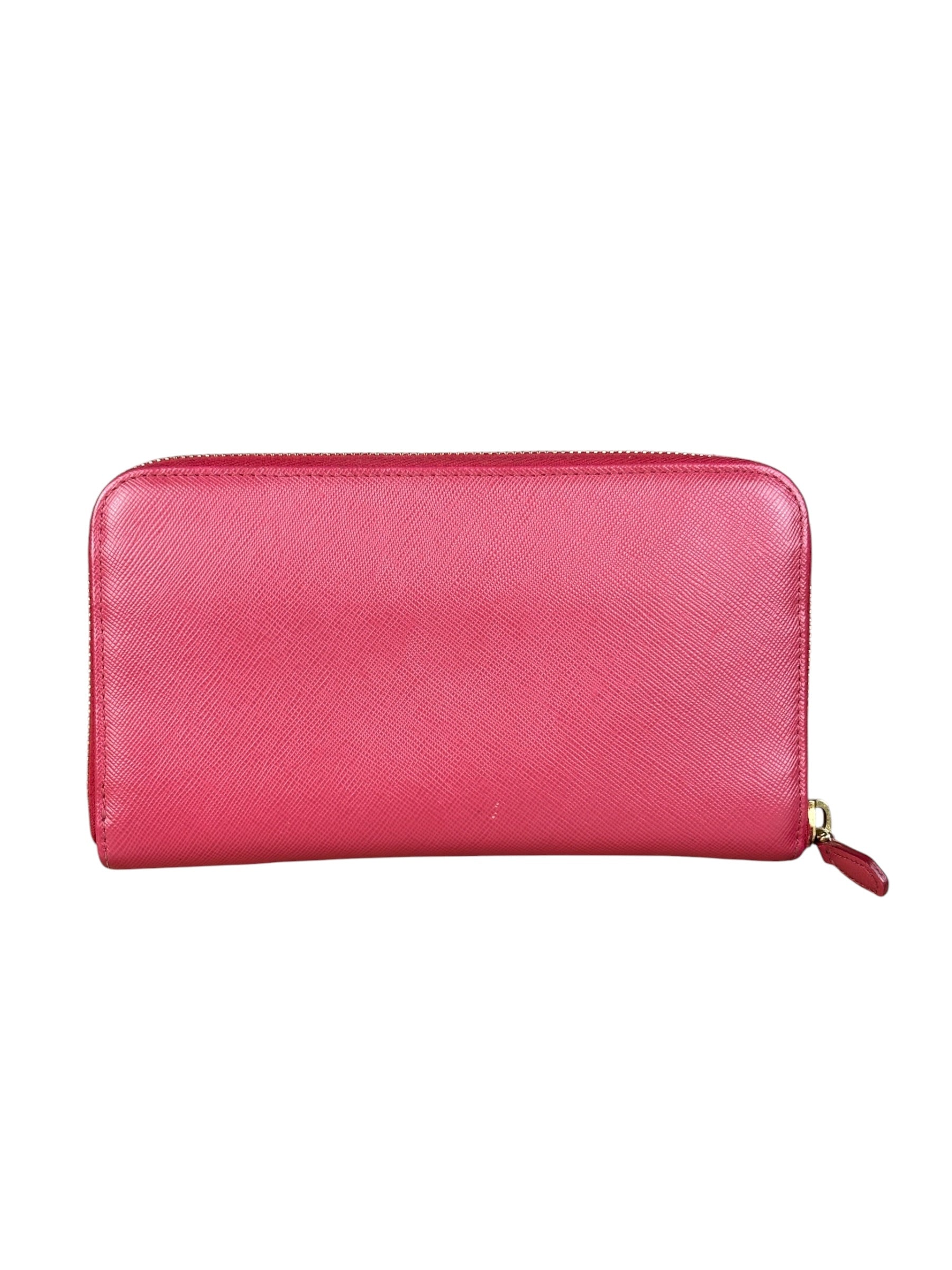 Prada Vintage Pink Saffiano Leather Long Wallet