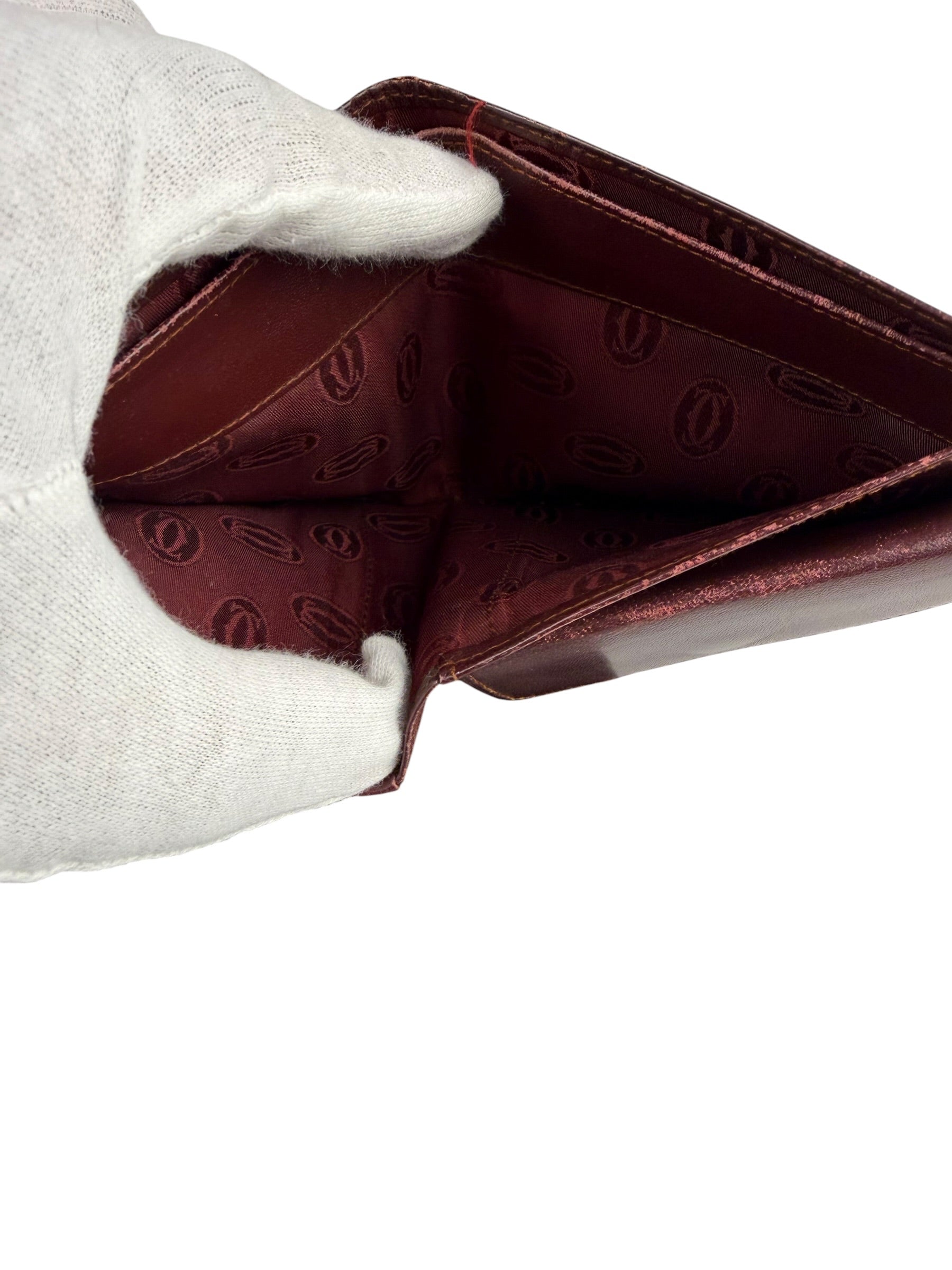 Cartier Vintage Bordeaux Burgundy Leather Bifold Wallet