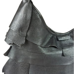 Yves Saint Laurent Black Leather St. Tropez Ruffled Hobo Bag