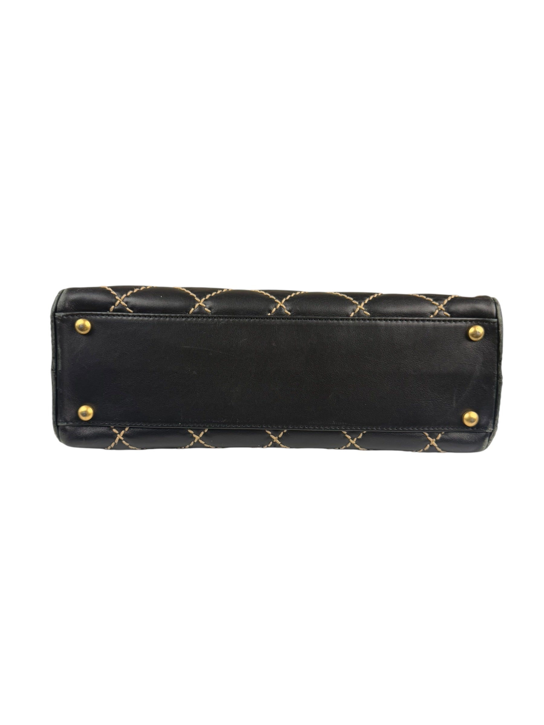 Chanel Black Quilted Leather Wild Stitch Bowler Bag 2003