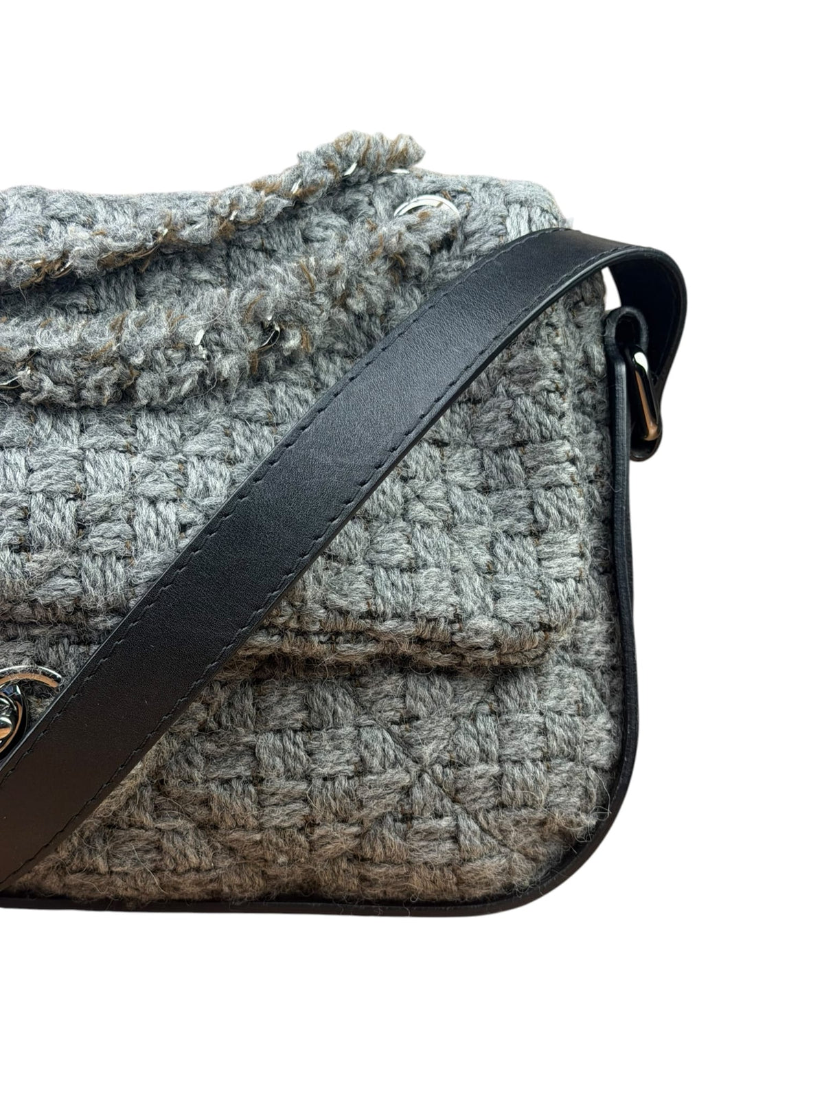 Chanel Grey Wool Tweed Flap Bag 2011