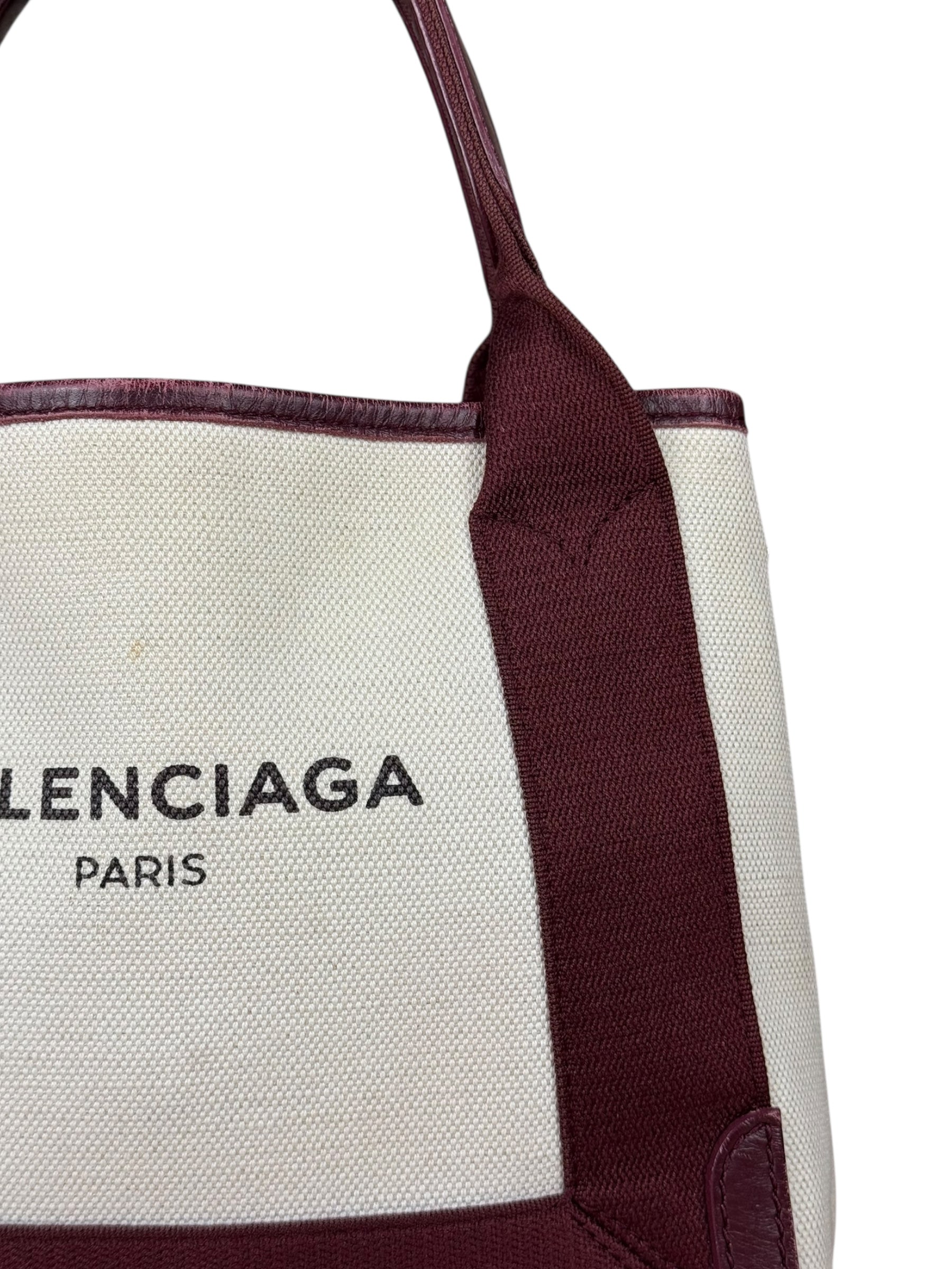 Balenciaga Canvas Maroon Cabas XS Tote Bag