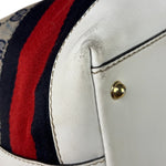 Gucci Navy Leather Trim GG Sherry Line Heritage Shoulder Bag