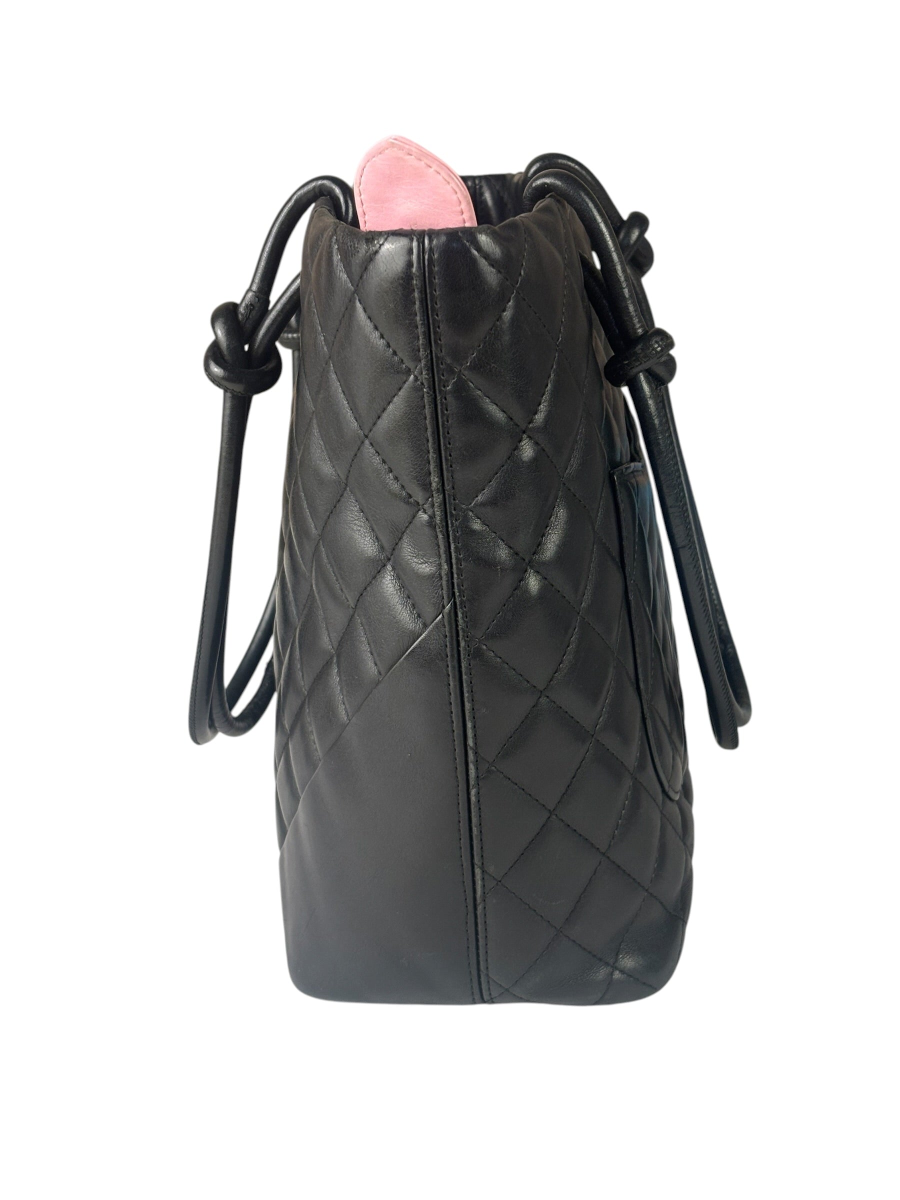 Chanel Black Quilted Leather CC Cambon Ligne Tote 2000s