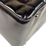 Chanel Black Leather Patent Chocolate Bar Bowler Hand Bag