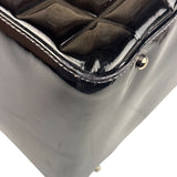 Chanel Black Leather Patent Chocolate Bar Bowler Hand Bag