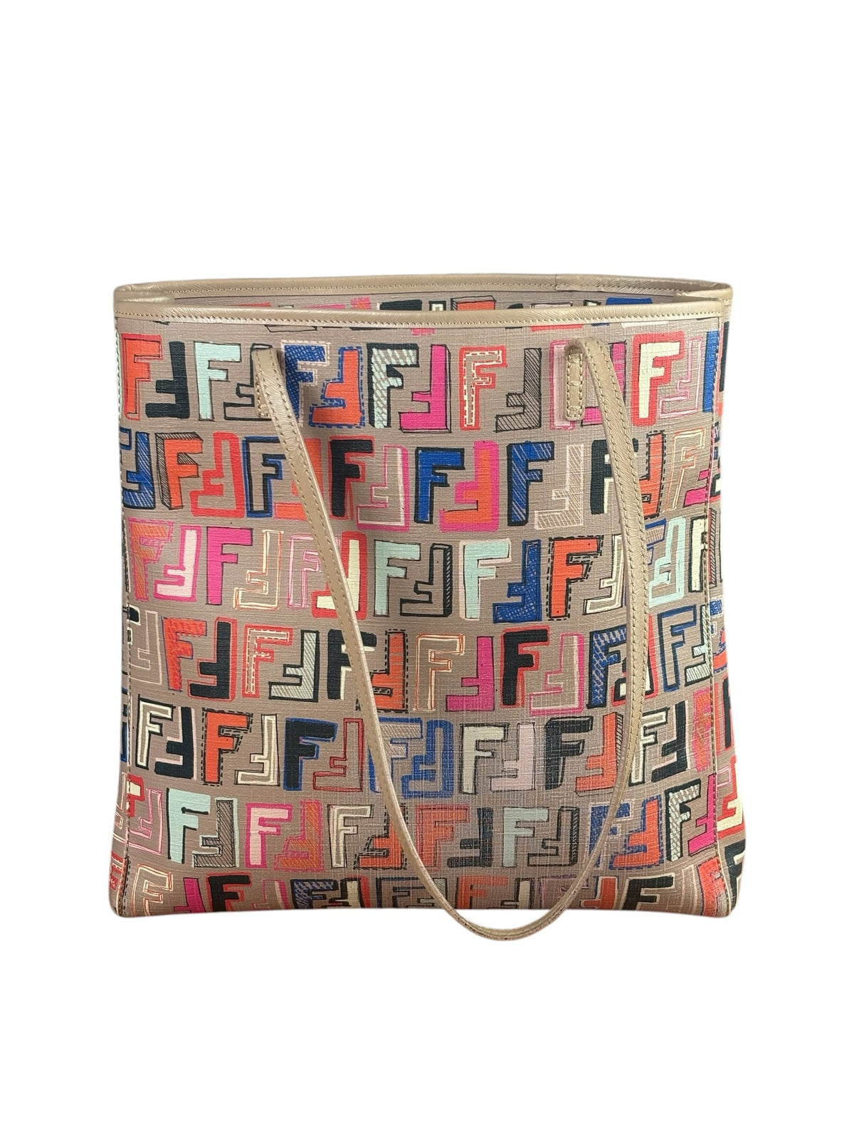 Fendi Colorblock Leather Zucca Roll Tote