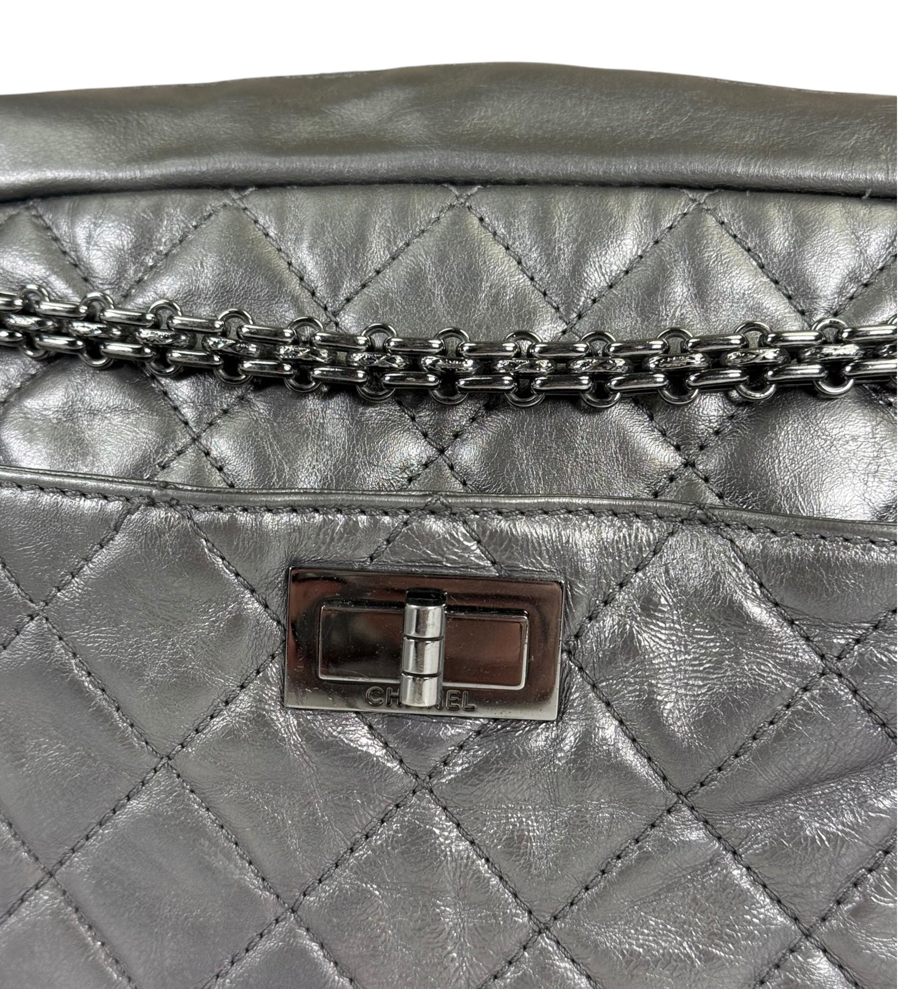 Chanel Metallic Silver Quilted Calfskin Reissue Camera Bag 2008