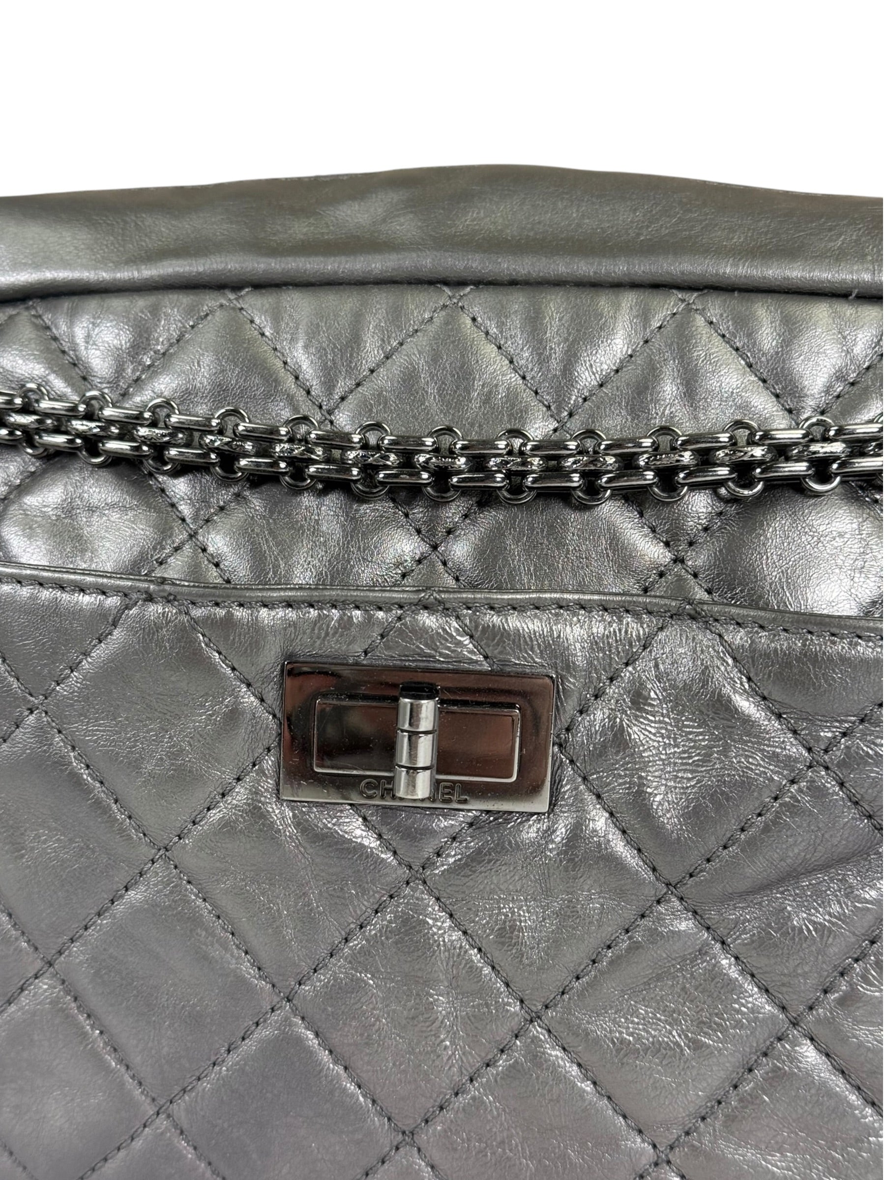 Chanel Metallic Silver Quilted Calfskin Reissue Camera Bag 2008