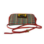 Fendi Colorblock Leather Woven Shoulder Bag