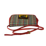 Fendi Colorblock Leather Woven Shoulder Bag