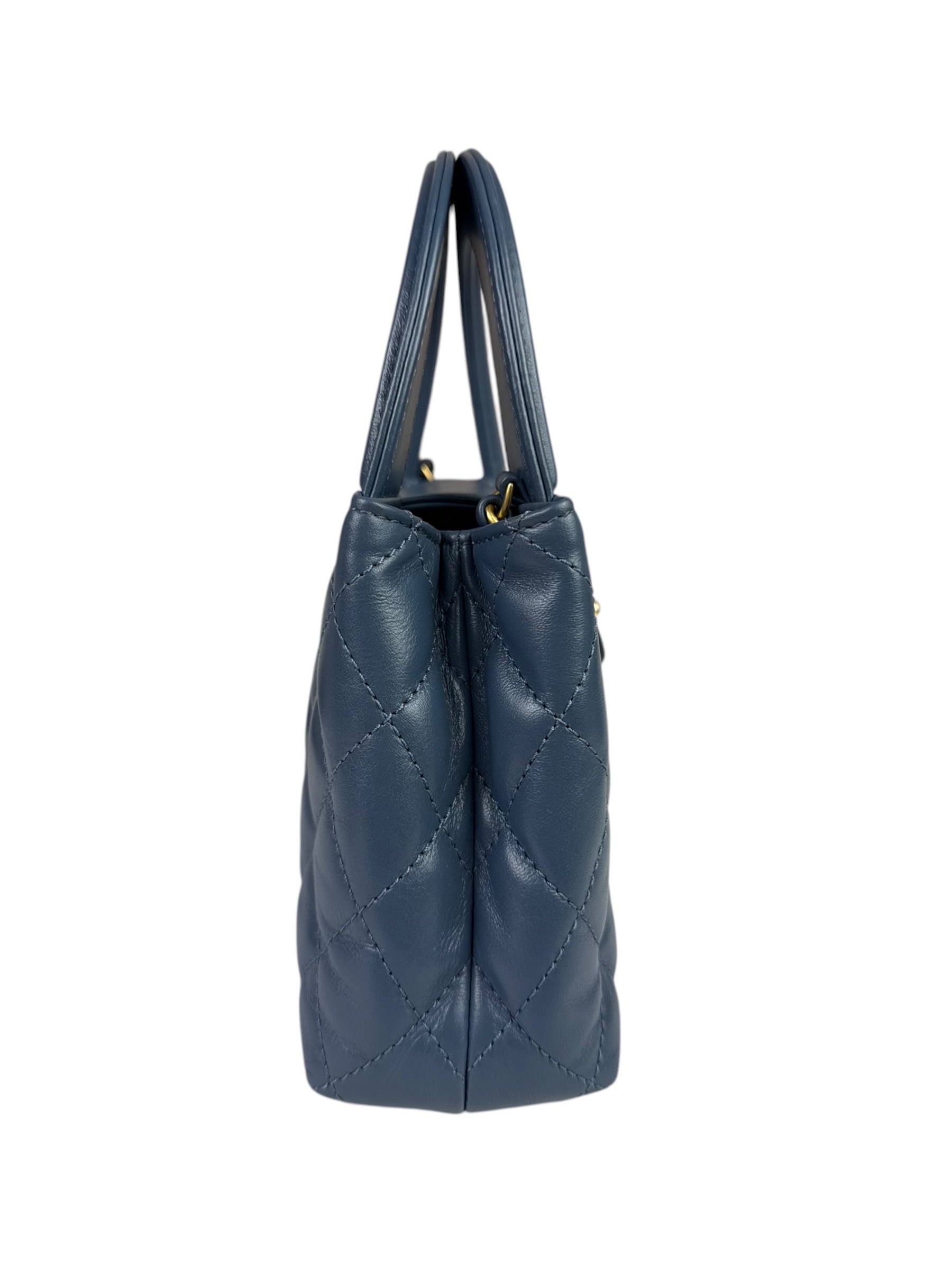 Chanel Blue Quilted Calfskin Nano Kelly Shopper Two-Way Bag 2023