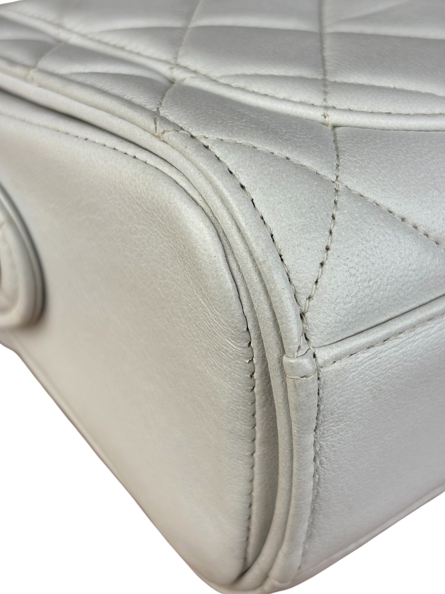 Chanel Vintage White Quilted Leather Flap Bag 1991