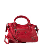 Balenciaga Red Leather Motocross City Two-Way Bag