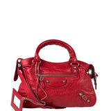 Balenciaga Red Leather Motocross City Two-Way Bag