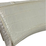 Balenciaga White Crocodile Embossed Hourglass Wallet On Chain