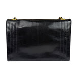Chanel Black Lizard Leather Envelope Flap Bag 1986