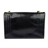 Chanel Black Lizard Leather Envelope Flap Bag 1986