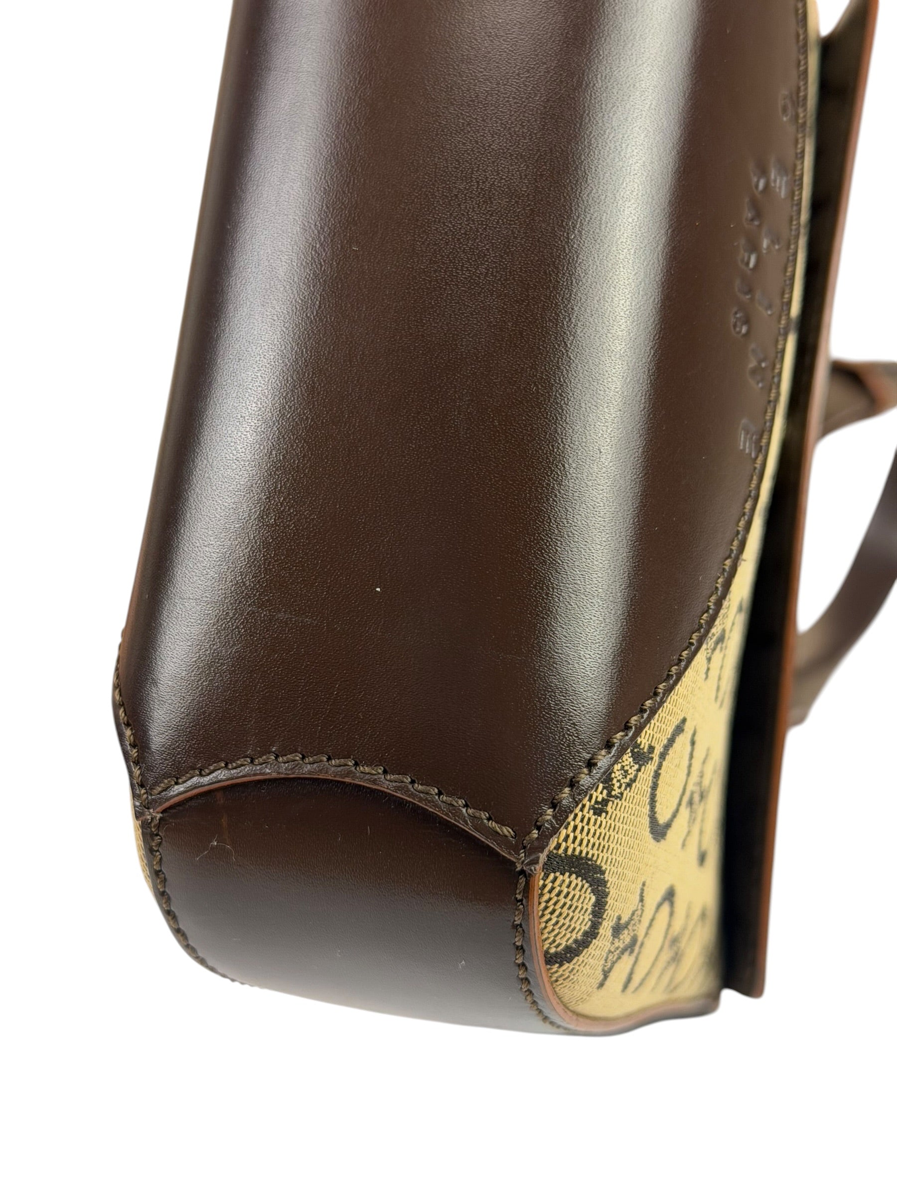 Celine Brown Leather Trim C Macadam Hobo Bag