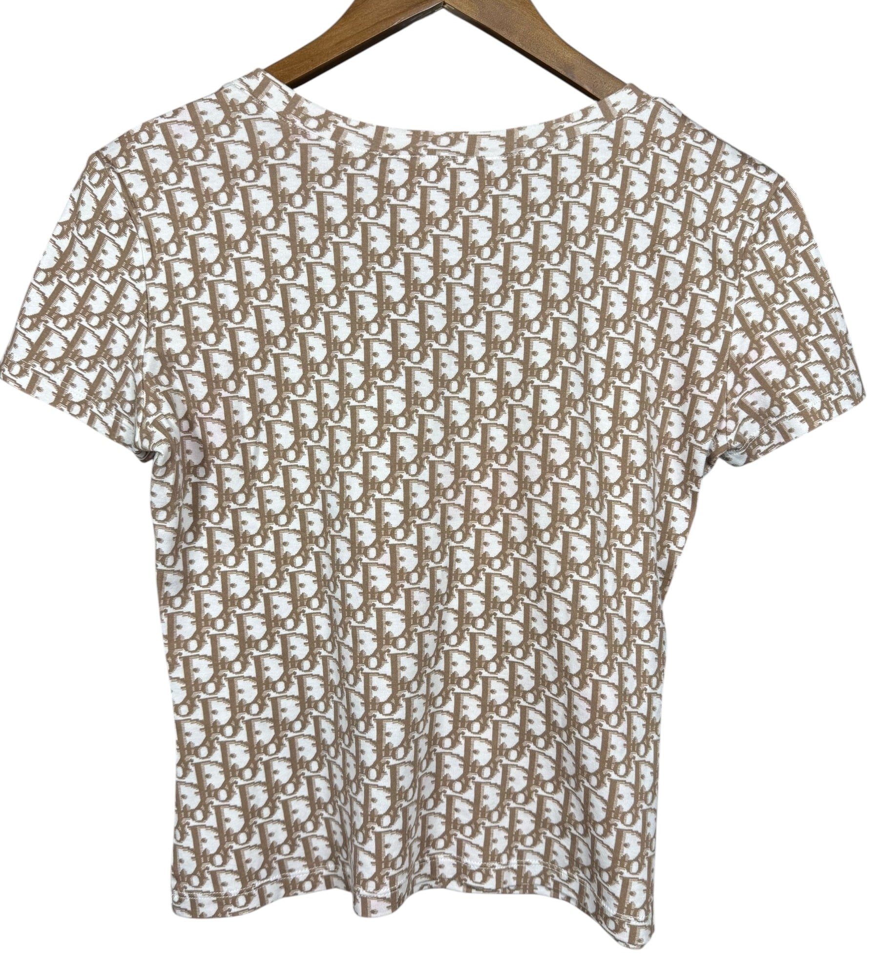 Christian Dior Vintage Beige Trotter Floral V-Neck Top