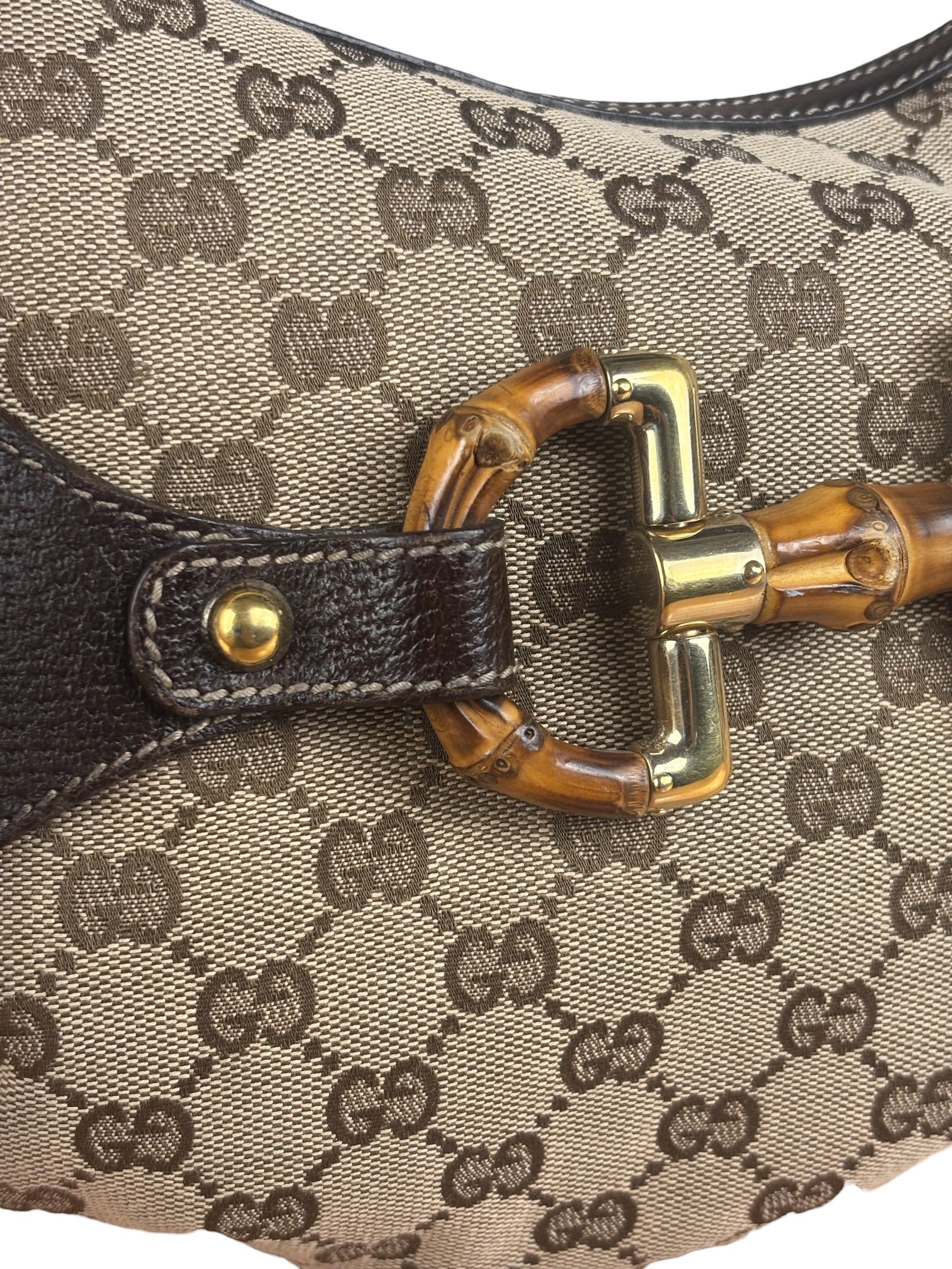 Gucci GG Canvas Bamboo Horsebit Amalfi Hobo