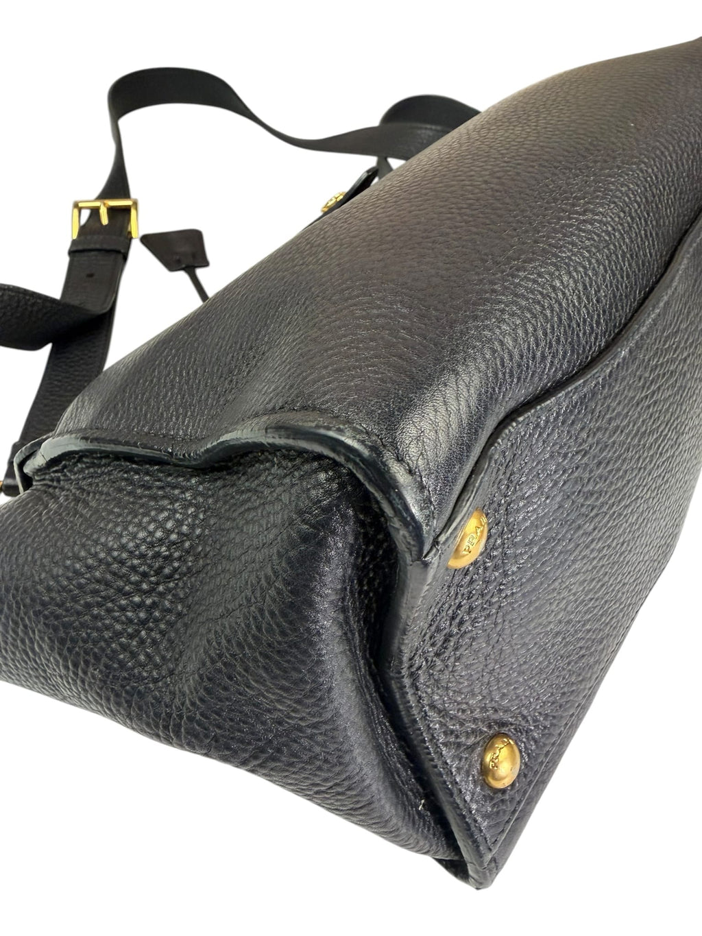 Prada Black Leather Vitello Daino Soundlock Two-Way Satchel