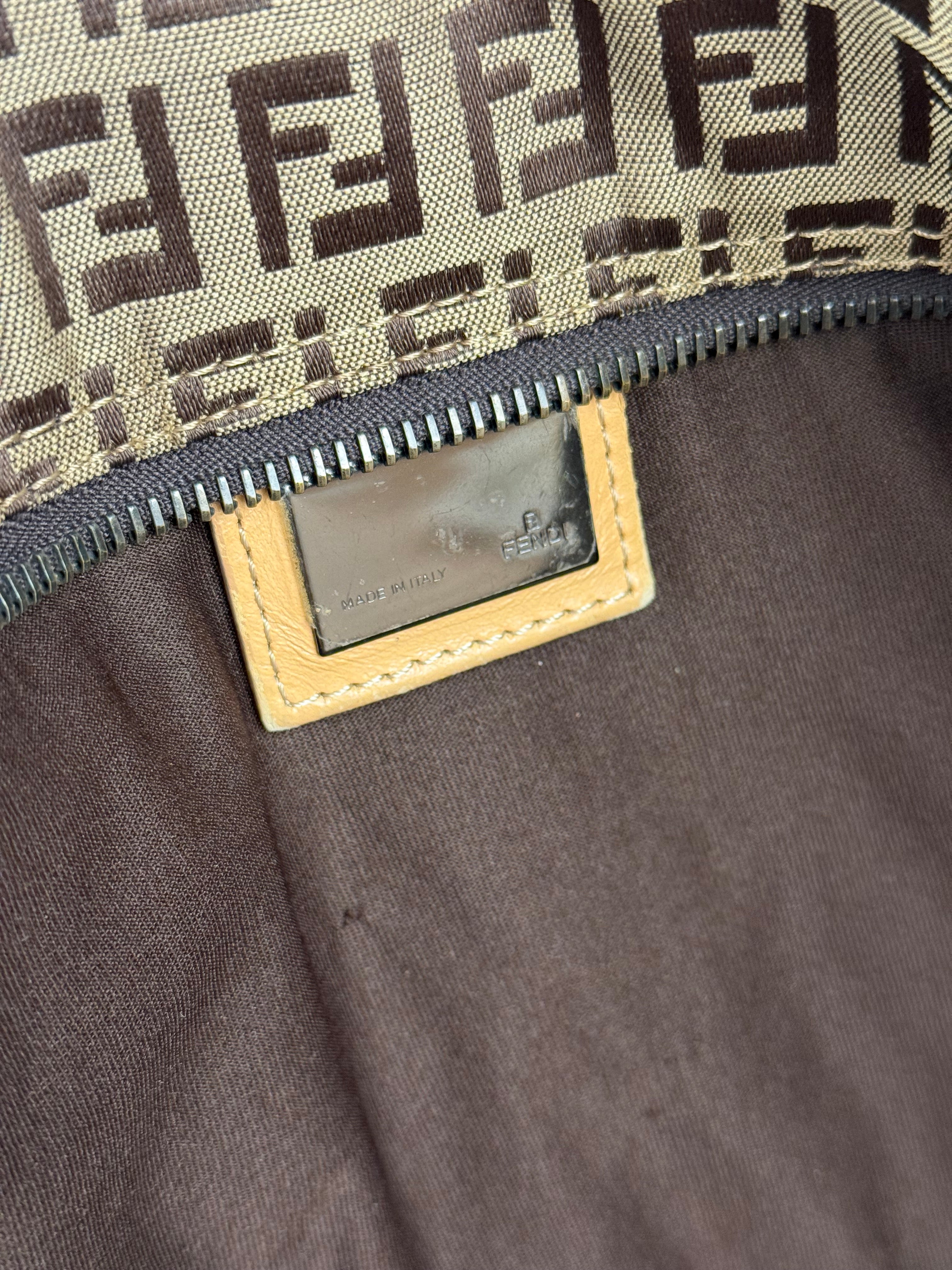 Fendi Vintage FF Canvas Print Zip Shoulder Tote