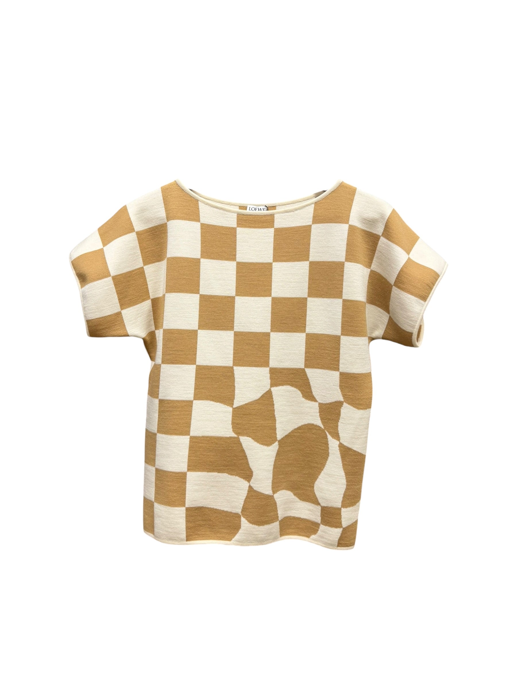 Loewe Wool Checkered Brown/Ivory Top