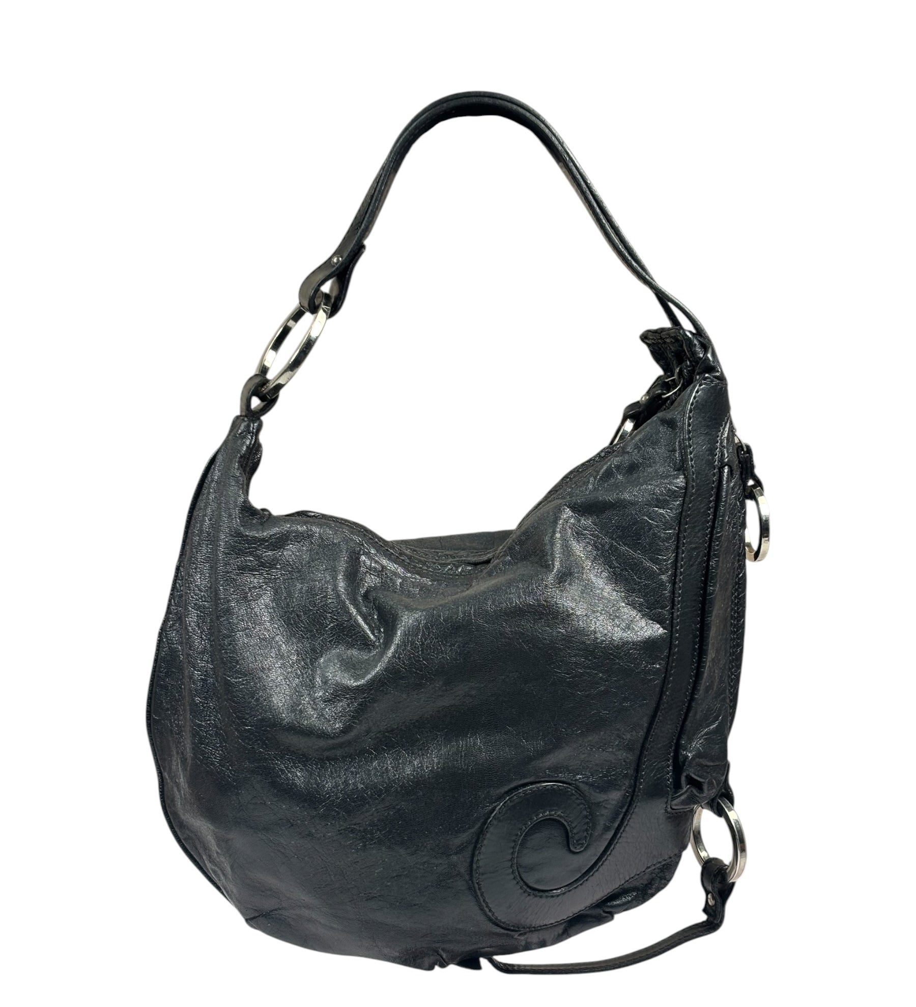 Fendi Black Leather Hobo Bag
