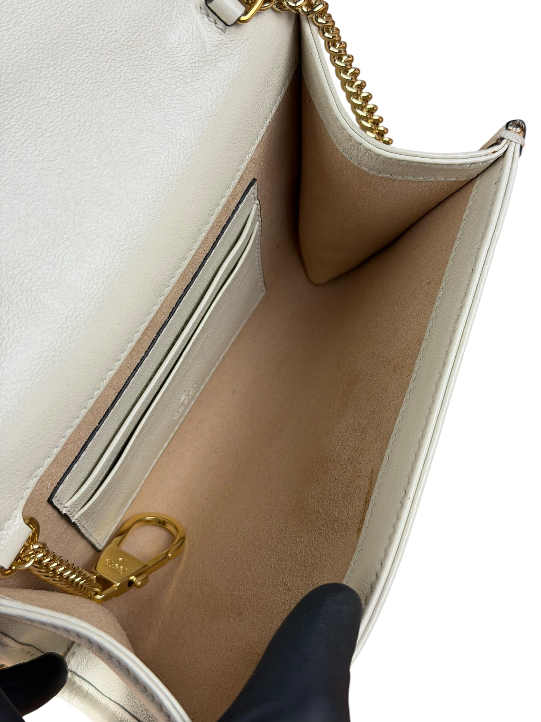 Gucci White Raja Mini Chain Shoulder Bag