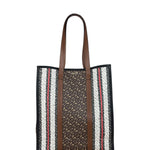Burberry Leather TB Monogram Stripe E-Canvas Tote Bag