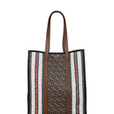 Burberry Leather TB Monogram Stripe E-Canvas Tote Bag