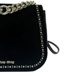 Miu Miu Dahlia Studded Black Velour Two-way Bag