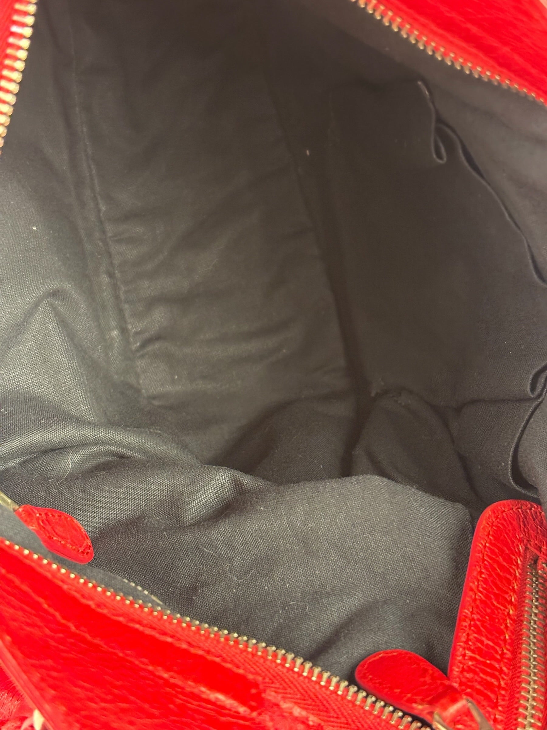 Balenciaga Red Leather Motocross City Two-Way Bag