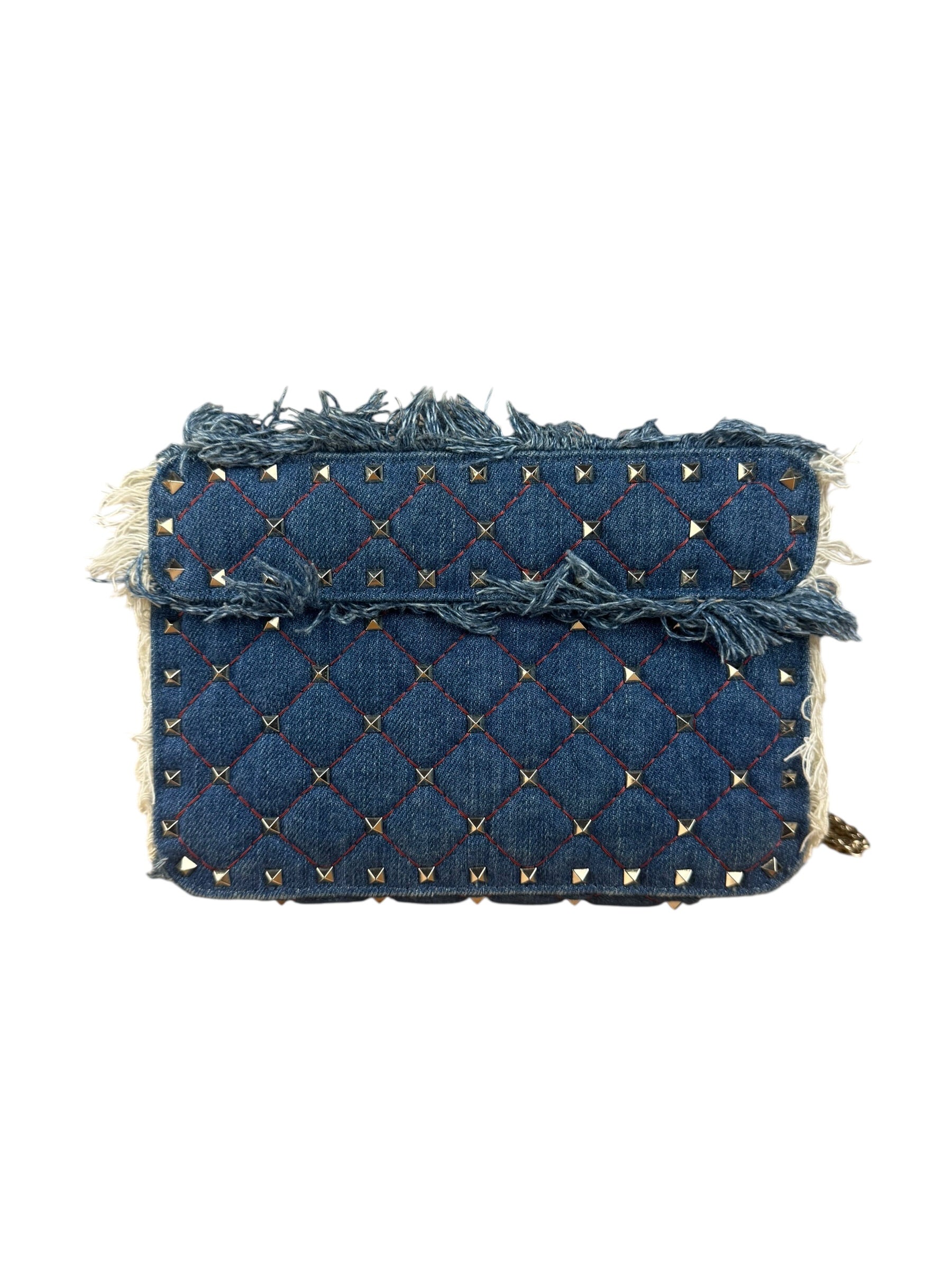 Valentino Garavani Denim Rockstud Spike Shoulder Bag