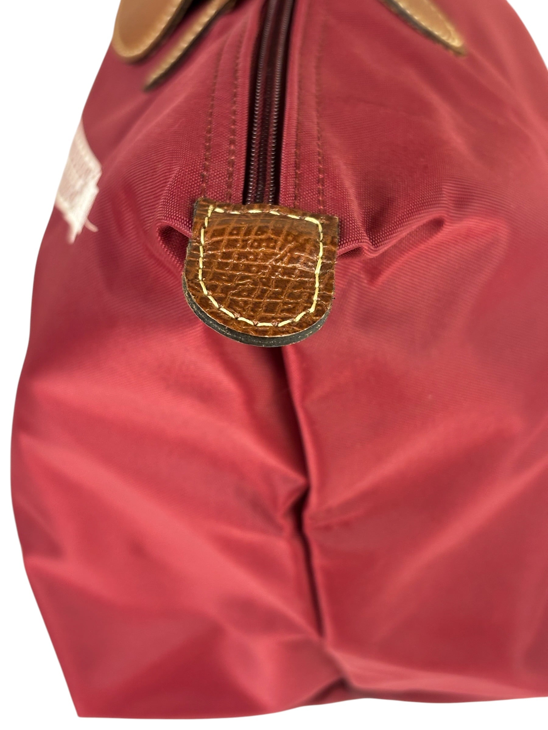 Longchamp Red Leather Trim Le Pliage Paris Eiffel Tower Tote Bag