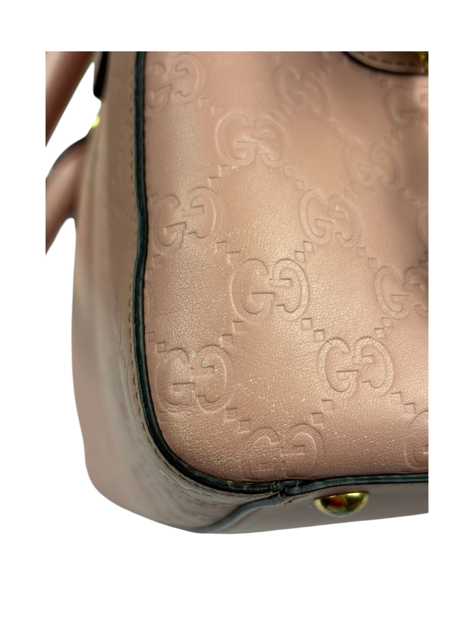 Gucci Pink Leather Guccissima Two-Way Boston Bag
