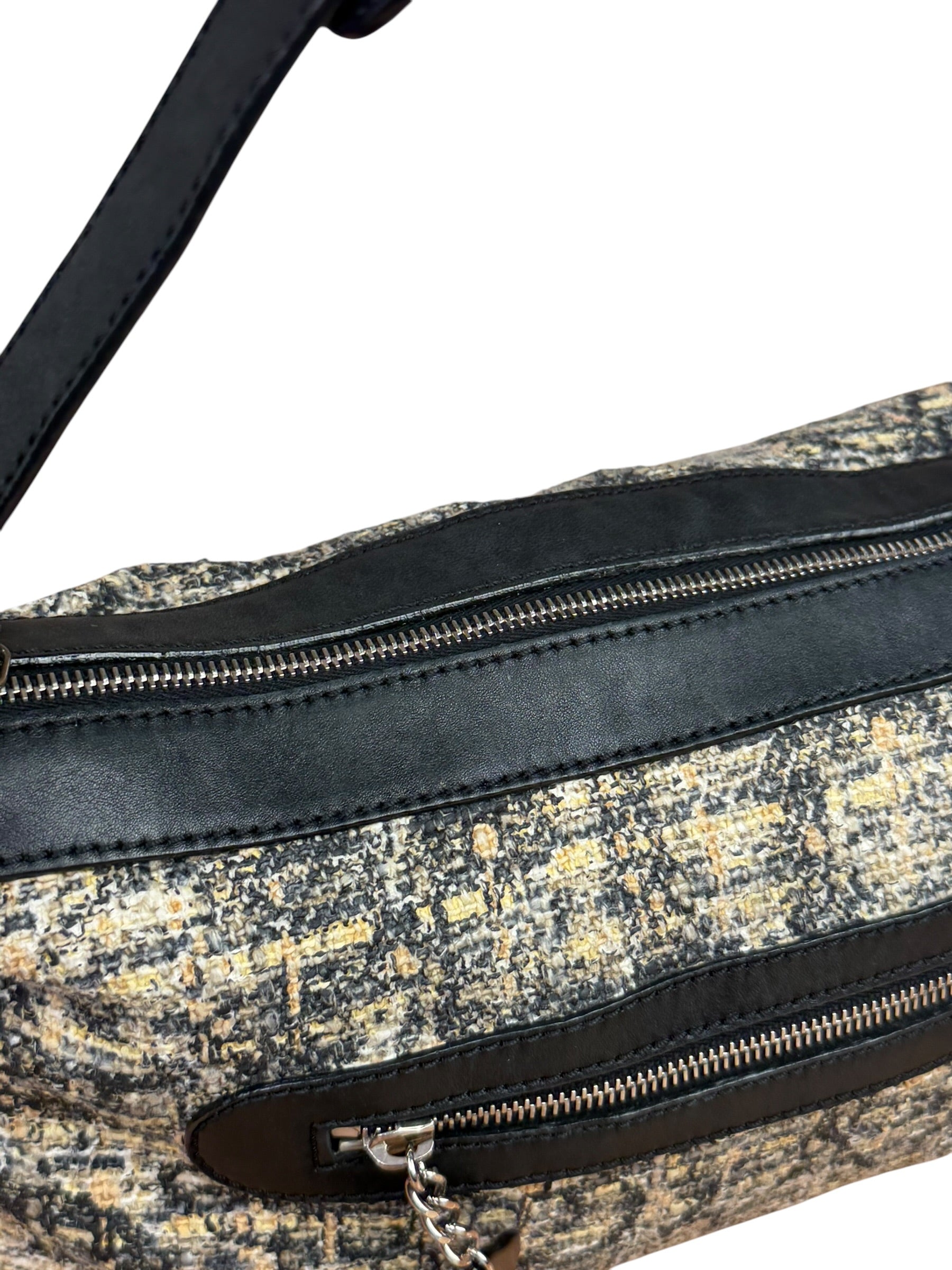 Chanel Black/Beige Tweed Clover Hobo Shoulder Bag '05-'06