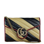 Gucci Stripped Multicolor Marmont Wallet on Chain