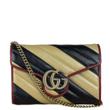 Gucci Stripped Multicolor Marmont Wallet on Chain