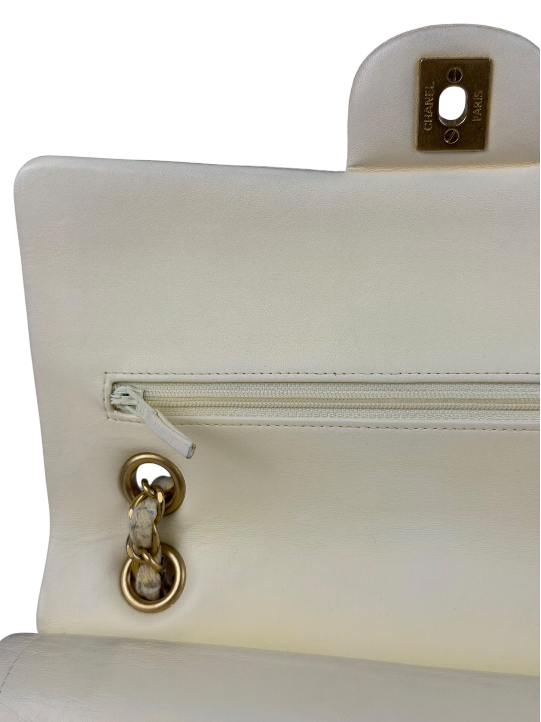 Chanel White Denim/Leather Trim Greek Collection Flower Double Flap Bag 2018
