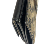 Gucci Black Leather Trim GG Flap Long Wallet