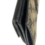 Gucci Black Leather Trim GG Flap Long Wallet