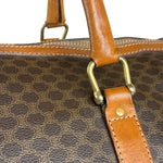 Celine Brown Leather Canvas Macadam Travel Handbag