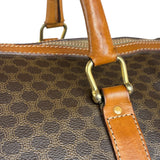 Celine Brown Leather Canvas Macadam Travel Handbag