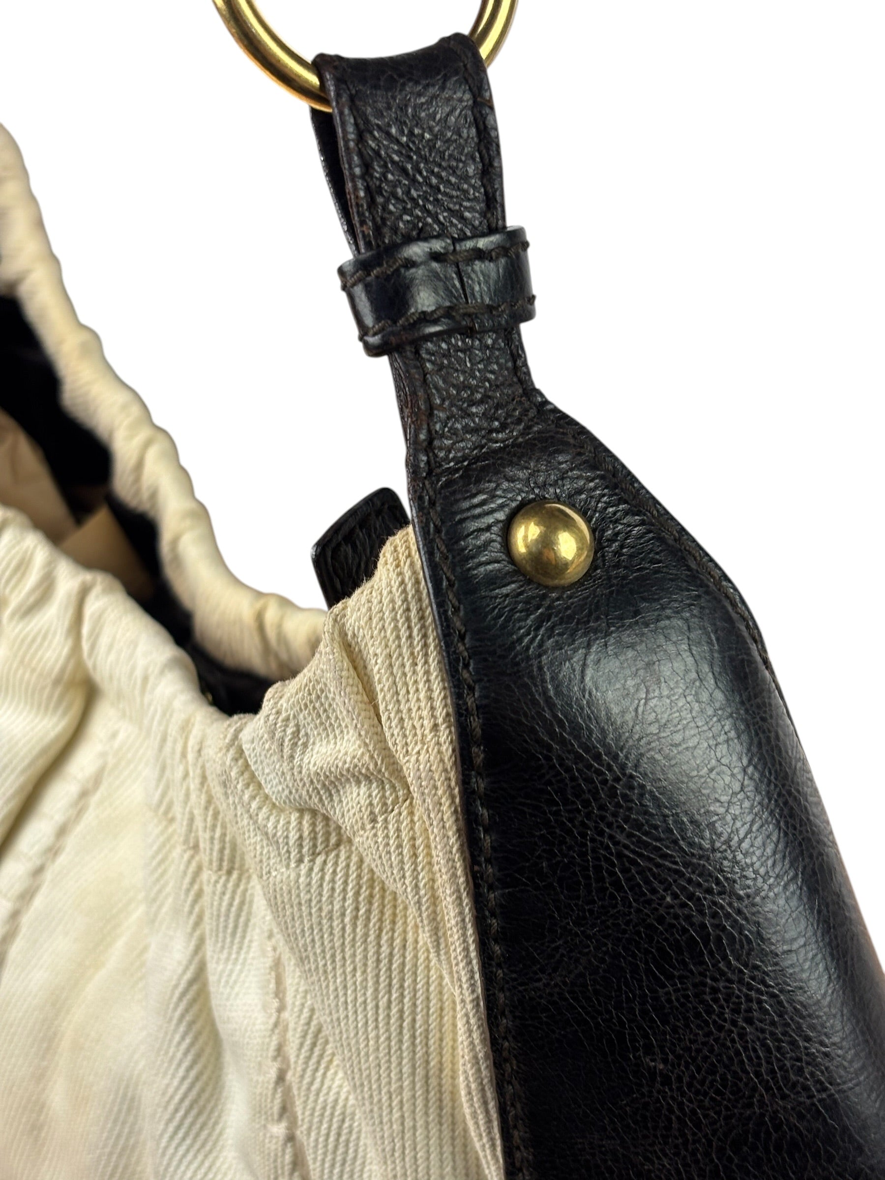Saint Laurent White Canvas Mombasa Hobo Bag