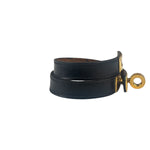 Hermes Black Leather Kelly Double Tour Bracelet