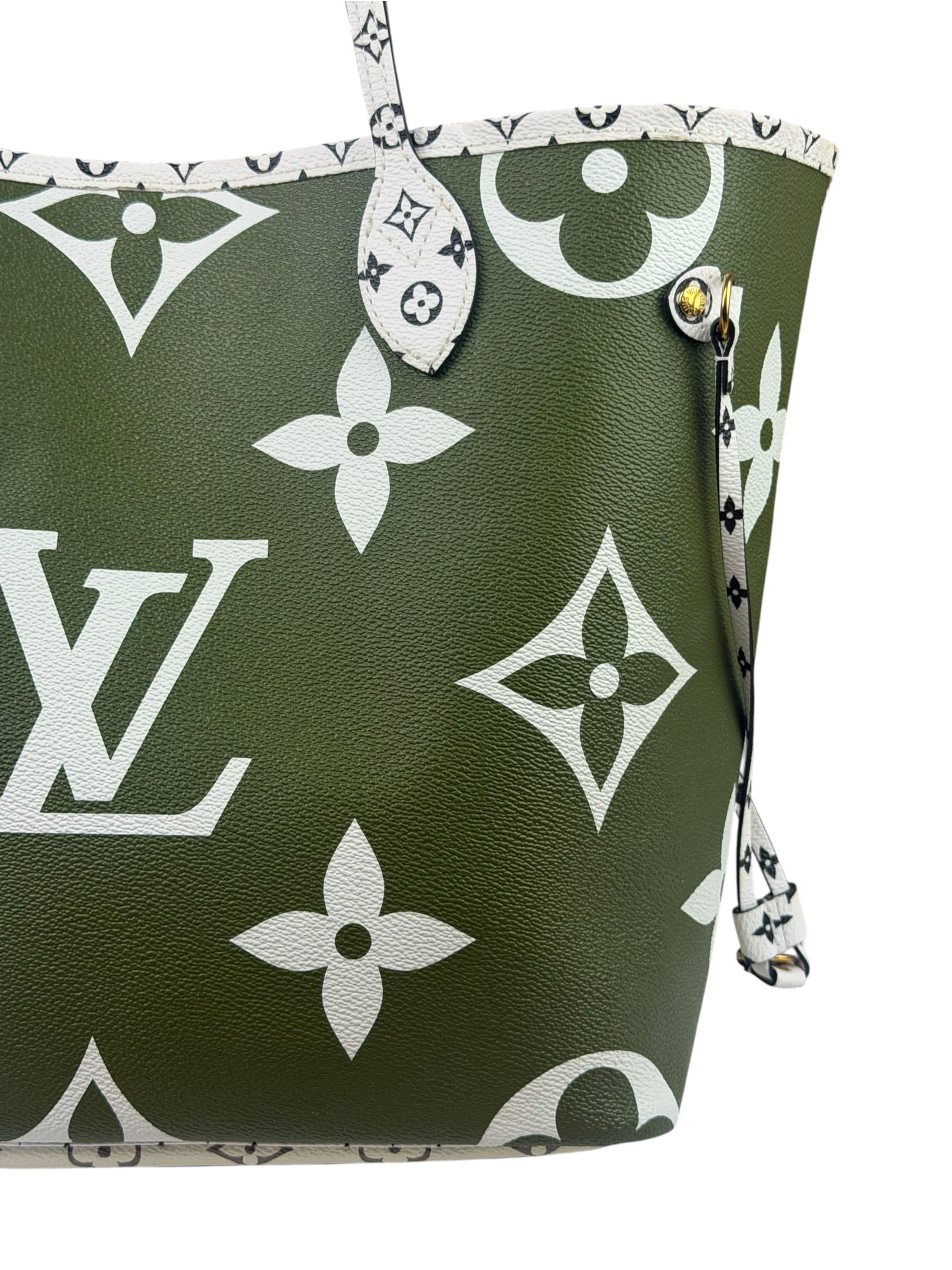 Louis Vuitton Olive Green/Beige Monogram Giant Neverfull MM