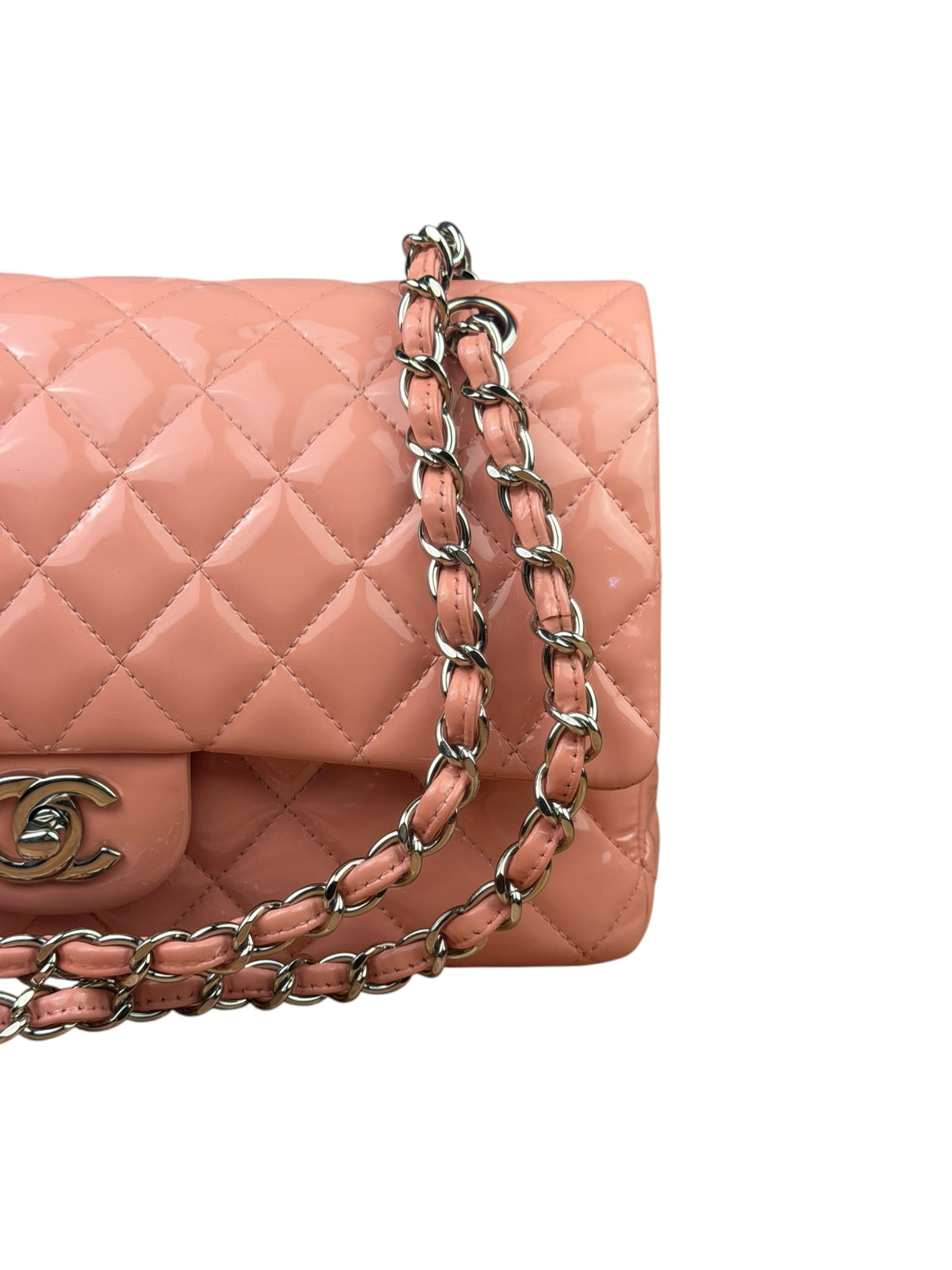 Chanel Baby Pink Quilted M Double Patent Flap 2013