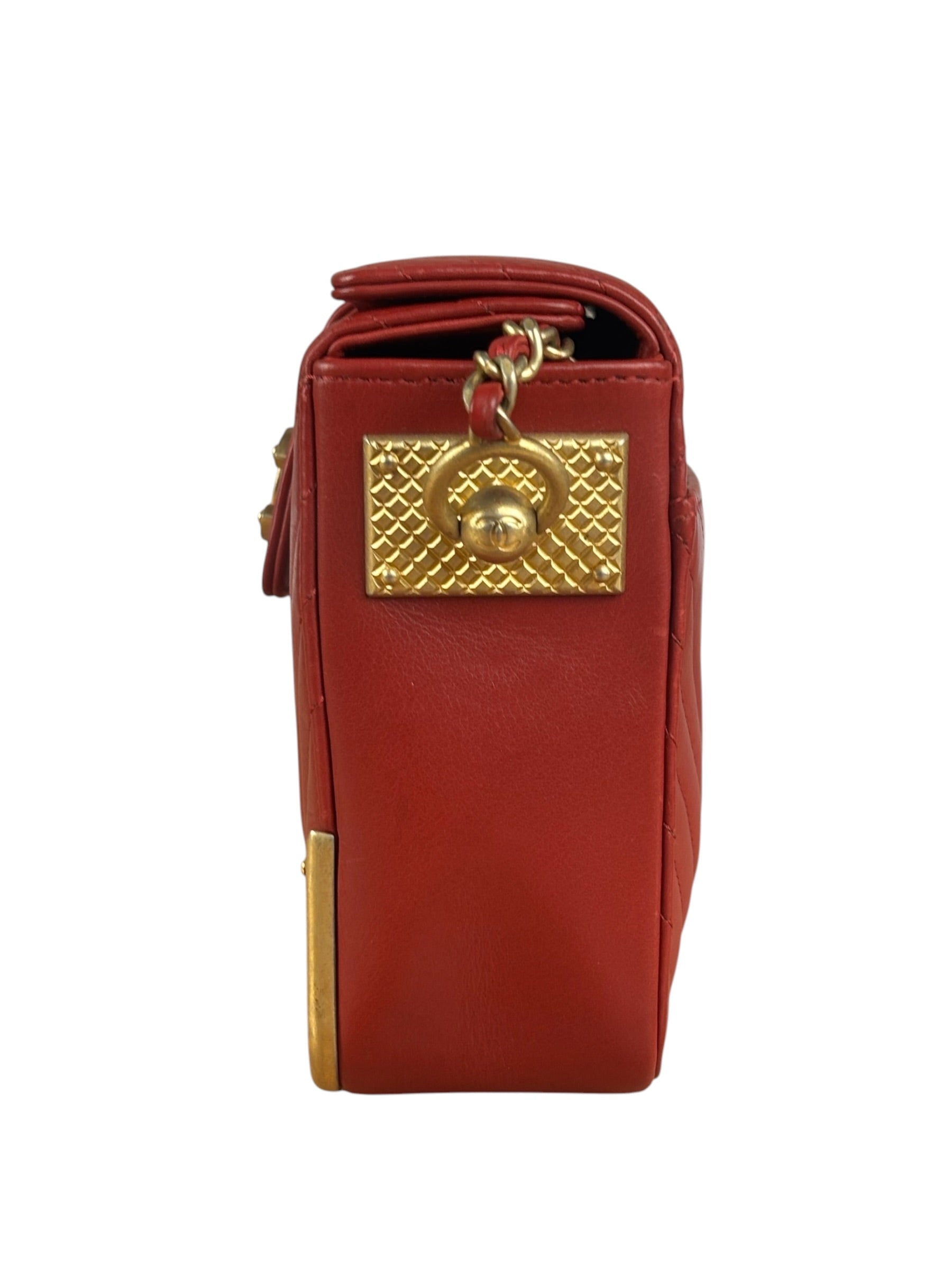 Chanel Red Quilted Leather Rock The Corner Minaudiere Shoulder Bag 2018